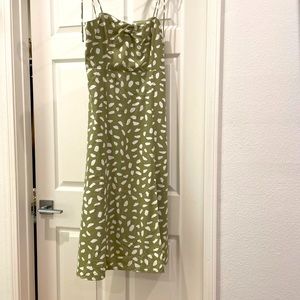 Green and white midi dress